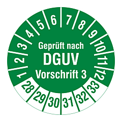 DGUV Prüfplakette, 2028-2033, Polyethylen, Ø 30 mm - Zum Produkt