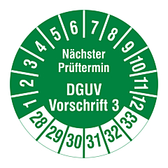 DGUV Prüfplakette, 2028-2033, Polyethylen, Ø 30 mm - Zum Produkt