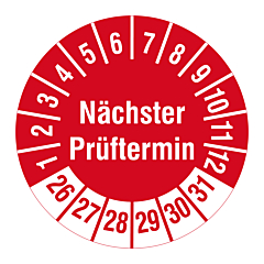 inspection label 'Nächster Prüftermin', 2026-2031, polyethylene foil, Ø 30 mm - View Product