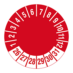 Mehrjahresprüfplakette, 2026-2031, Polyethylen, Ø 30 mm - Zum Produkt