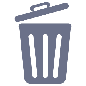 Mülleimer-Symbol, das die Entsorgung von Thermopapier‑Rollen im Restmüll darstellt. Vor dem Wegwerfen sensible Daten unkenntlich machen