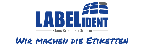 Labelident – Wir machen die Etiketten Labelident Logo mit dem Slogan 'Wir machen die Etiketten'.