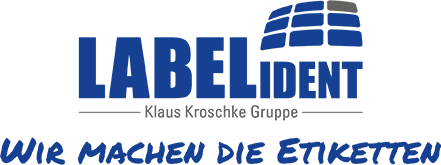 Labelident Logo mit dem Slogan 'Wir machen die Etiketten'.