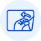 Icon mit einer Hand und einem aufgebrachten Material als Symbol f&uuml;r optimale Haftung, geeignet f&uuml;r permanente, wieder abl&ouml;sbare und schwierige Oberfl&auml;chen.